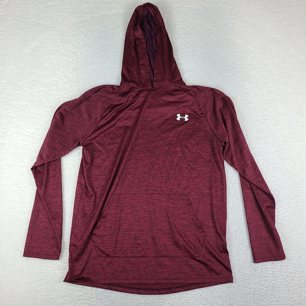 Under Armour Hoodie Mens Medium Burgundy Red Loose Heatgear Activewear